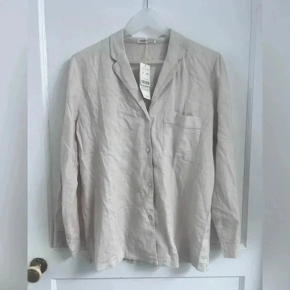 Oysho Sand Linen Button Down Shirt Size S New With Tag - Picture 1 of 5